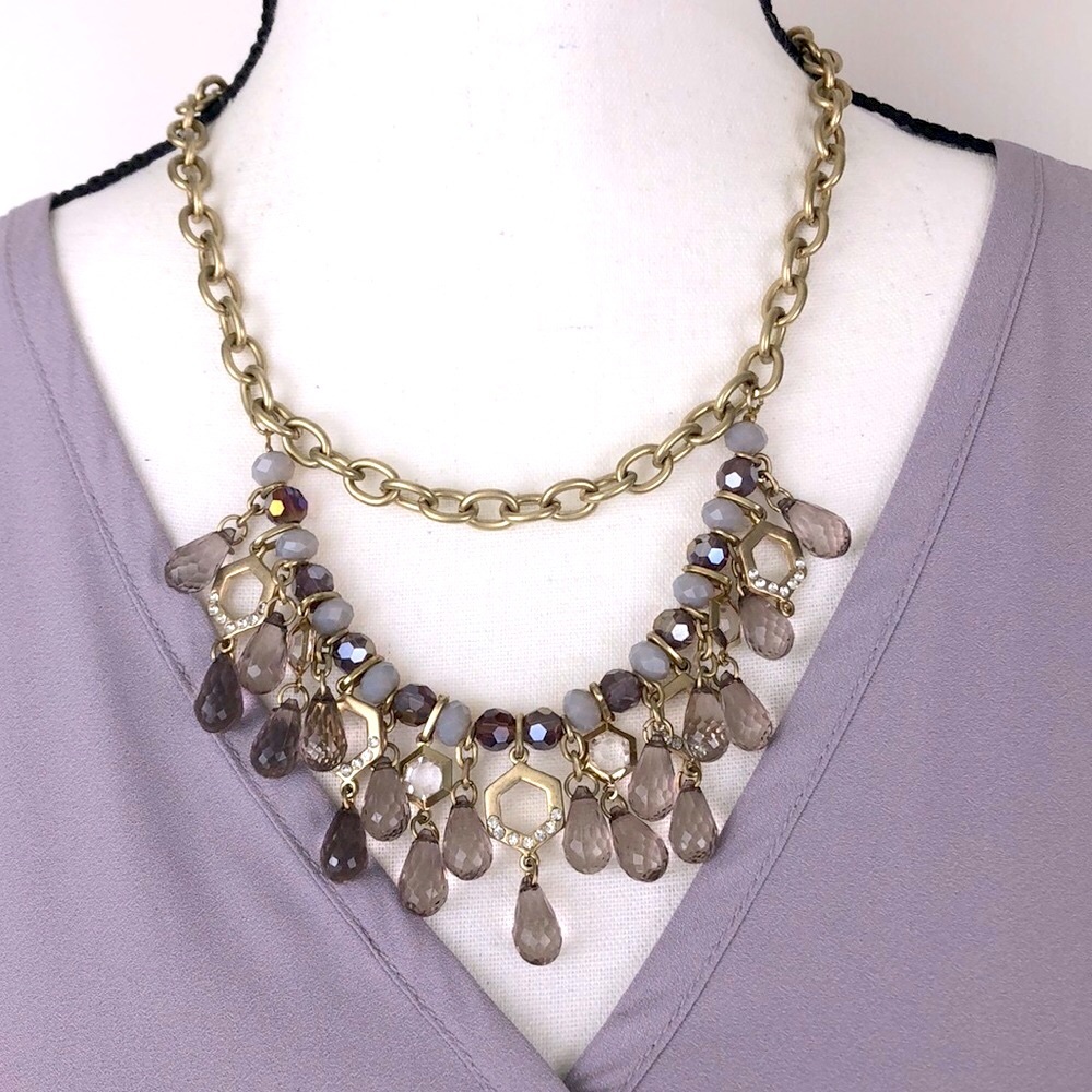 Ann Taylor Tiered Purple Beads Necklace